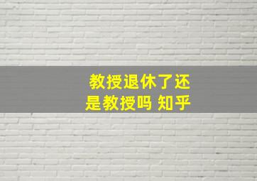 教授退休了还是教授吗 知乎